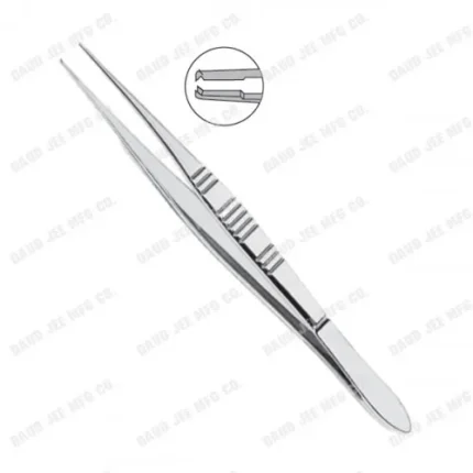 CJC Instruments Reusable Fixation Forceps 0.7mm 1x2 Teeth with Tying Platform