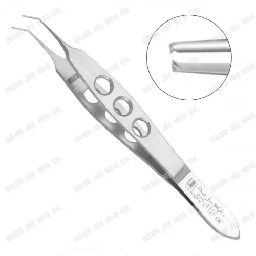 cjc_instruments_reusable_mcpherson_forceps_1x2_teeth_angled CJC Instruments Reusable McPherson Forceps 1x2 Teeth Angled
